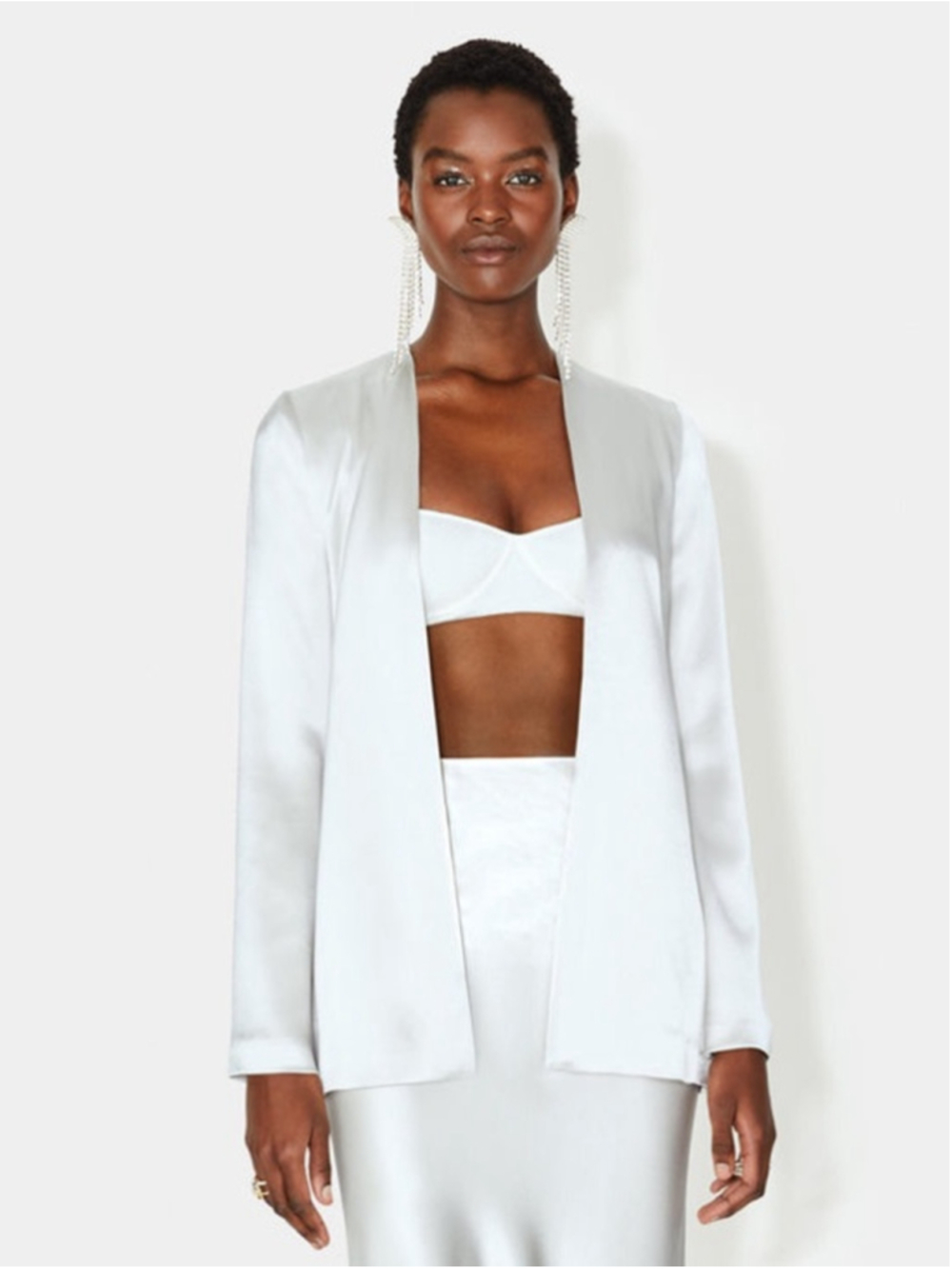 Galvan London Satin Slip Jacket Platinum Silver Size 2